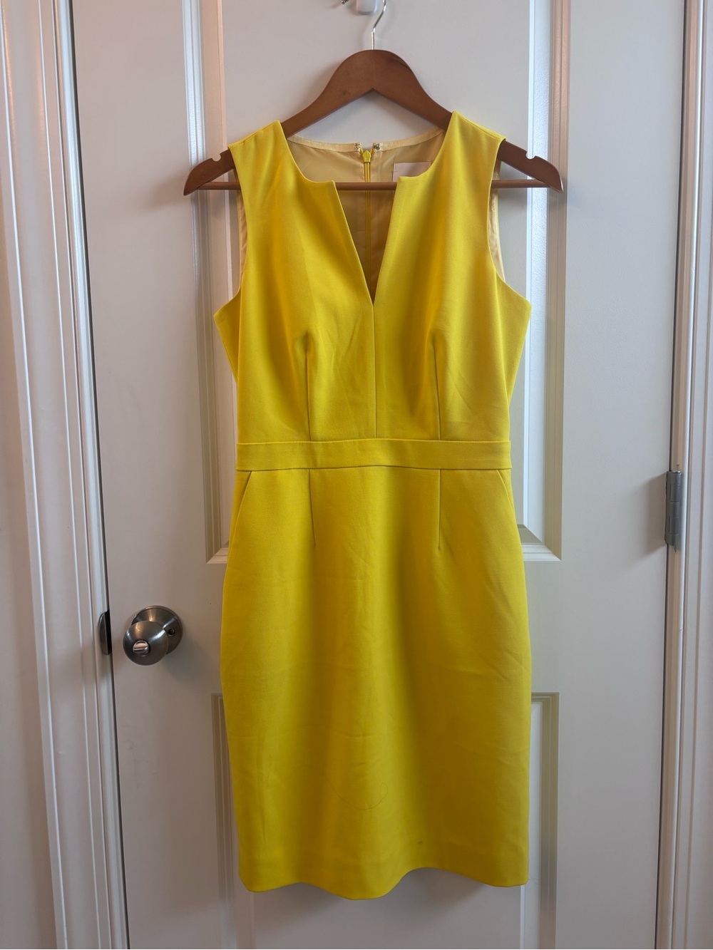 J. Crew Suiting Bright Yellow V-Notch Sheath Dress